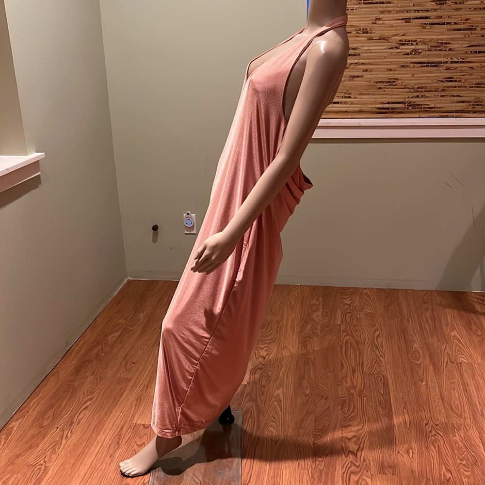 Akira Paxton Maxi Dress In Peach Color With Drape Back Size 1X - Picture 2 of 10